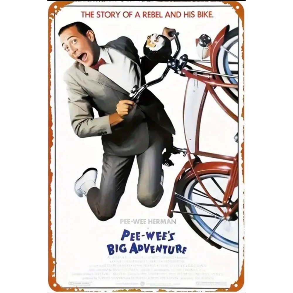 Pee-Wees Big Adventure - Pee-Wee Herman Rare Metal Sign 8x12 Movie Poster New